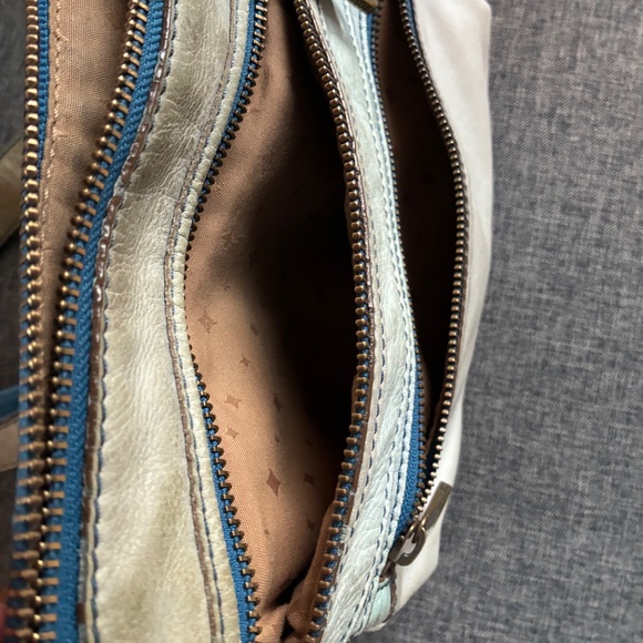 Leather Fossil Purse Blue Crossbody Adjustable - Picture 7 of 8